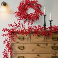 thumbnail image 4 of Cinvoph 6ft Christmas Berry Garland, 60 Tip Flexible Artificial Berry Vine, Winter Berry Garland for Mantle Xmas Tree Window Door Hanging Indoor Outdoor Holiday Decor, Red, 4 of 9