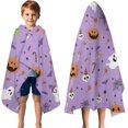 thumbnail image 3 of Purple Halloween Pattern Hooded Bath Towel，50"x30" for Ages 3 To 12 Kids, Quick Dry Lightweight Soft Microfiber Hood Beach Towel Cover Up for Kids, 3 of 7