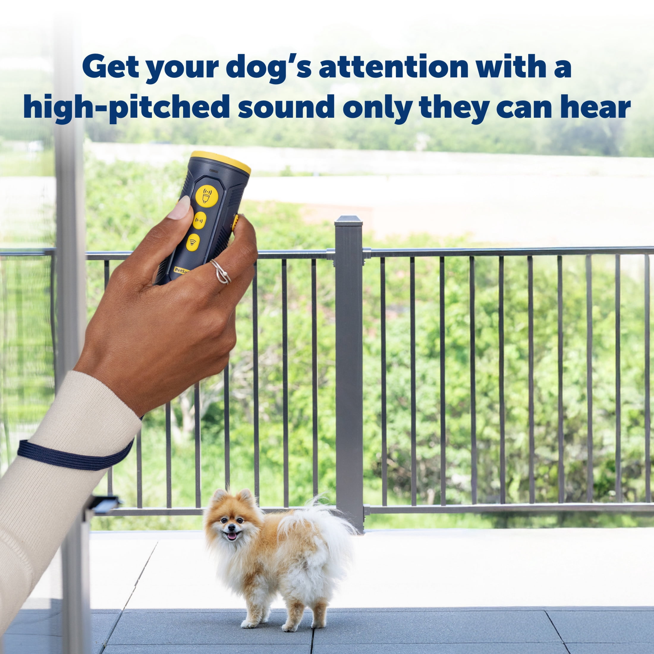 PetSafe Collarless Trainer Handheld Ultrasonic Bark Deterrent | Anti-Bark Device, Tone/High-Pitched Sound/Flashlight, Up to 30 Ft Range, Rechargeable, Wrist Strap