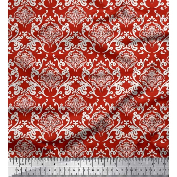 Soimoi Cotton Duck Fabric Swirls & Floral Artistic Print Fabric by Yard 42 Inch Wide