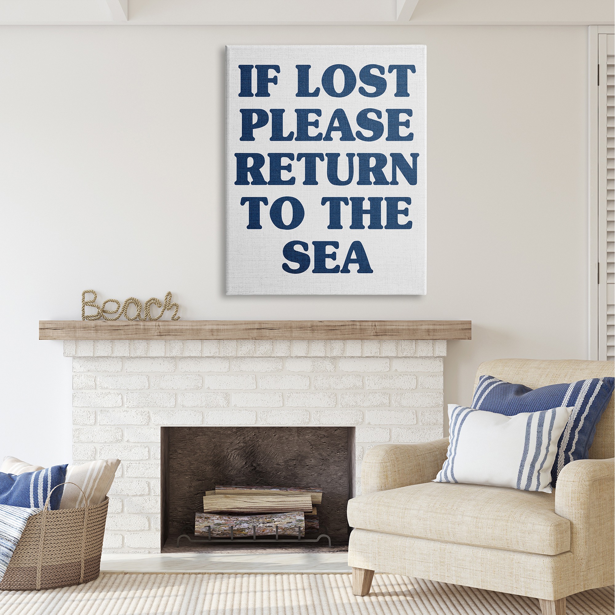 Stupell Industries Return to Sea Phrase Nature Painting Gallery Wrapped Canvas Art Print Wall Art, 36 x 48