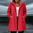 thumbnail image 2 of Moxiu Lightweight Rain Jacket Plus Size Women Long Raincoat Oversized Hooded Windbreaker Drawstring Waist Waterproof Jackets 2026 Red,XXXXL, 2 of 9