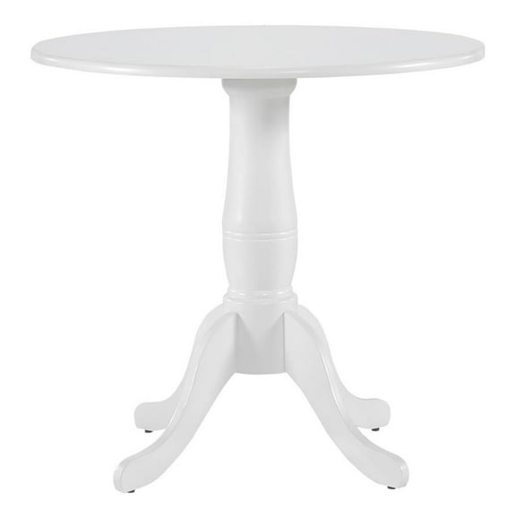 Pemberly Row Modern Wood Dining Room Round Table in White finish