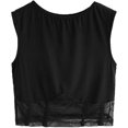 thumbnail image 3 of Women's Sheer Contrast Mesh Slim Fitted Sleeveless Crop Tank Top, 3 of 5