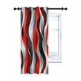 thumbnail image 7 of Abstract Wave Line Thermal Insulated Blackout Curtains for Bedroom 72 Length Gray Red Black Stripe Graffiti Room Darkening Curtain 1 Panel Grommet Window Curtain Drape for Living Room Nursery Room, 7 of 7
