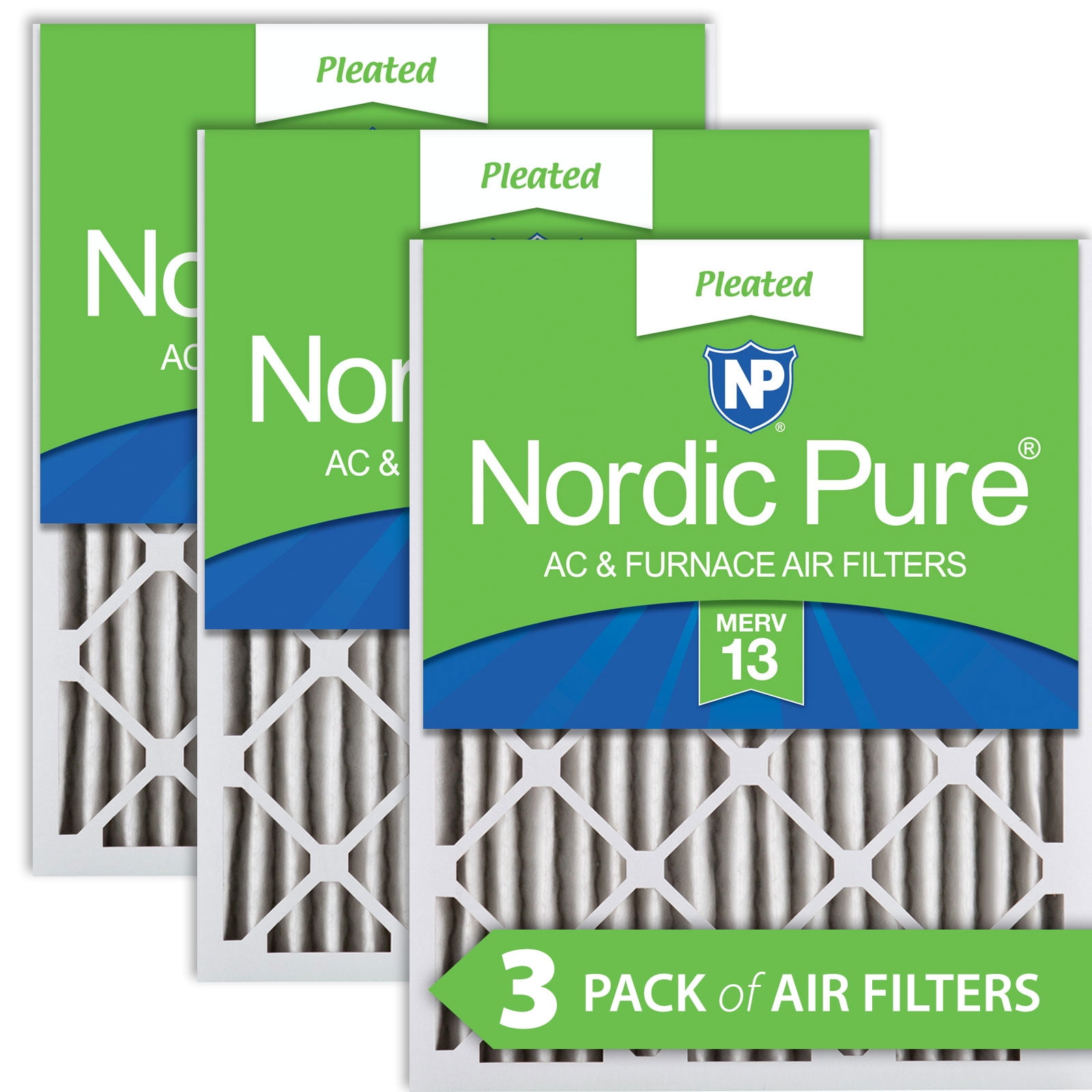 Nordic Pure 14x30x1 MERV 13 Pleated AC Furnace Air Filters 2 Pack
