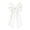 thumbnail image 2 of Large Velvet Christmas Bow, 17.72 x 33.46 inch Extra Long Wreath Bow with Long Streamers, Oversized Holiday Tree Decoration for Front Door and Party, White, 2 of 8