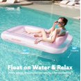 thumbnail image 2 of Inflatable Tanning Pool Lounger Float, 85" x 57" Extra Large Pool Floats Adult with Pillow, 4 in 1 Suntan Tub Raft Floatie,Sunbathing Bed Lounge for Water Blow Up Ball Pit Party Gifts, XL-Pi, 2 of 5