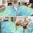 thumbnail image 5 of 5'x7' Area Rugs for Living Room Bedroom, Teal Blue Ombre Coastal Washable Rug Carpet Runner Indoor Outdoor, Sea Nautical Summer Beach Starfish Coral Non Slip Floor Mats Area Rug for Kitchen, Nursery, 5 of 8