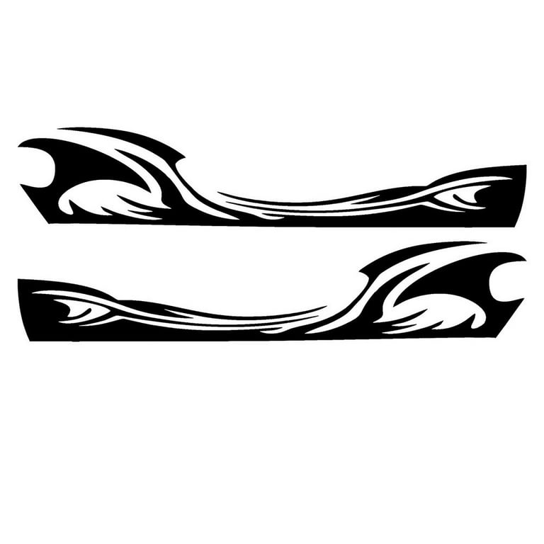  TOMALL 2Pcs 82'' Wave Flame Graphics Car Body Side Stickers  Flame Racing Sports Stripe Decals for Car Universal Vinyl Waterproof Decal  Decoration Accessories for Truck SUV Off-Road Vehicles (Black)