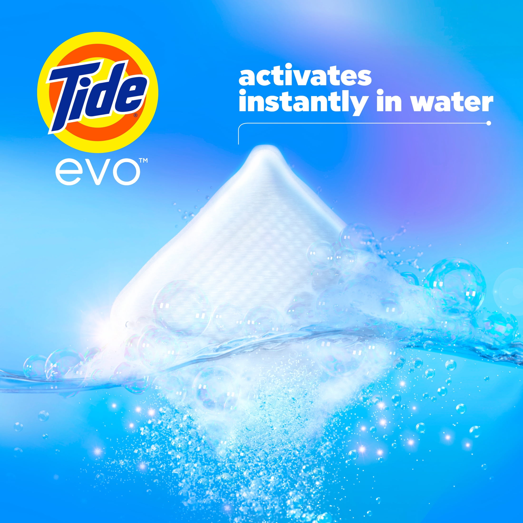 Tide Evo Free & Gentle Laundry Detergent Tiles, Works on 100% of Common Stains, Unscented, 22 Count