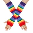 thumbnail image 3 of Guantes de punto de arcoíris con mangas a rayas de colores, guantes de fiesta de colores europeos y americanos para fiestas, 3 of 6
