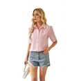 thumbnail image 2 of Womens Button Down Shirts 3/4 Sleeve Dress Blouses Business Casual Collared Oxford Tops Pink S, 2 of 9