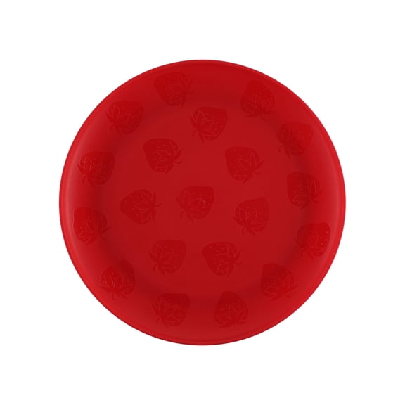 Mainstays 10.5 Inch Round Plastic Etched Strawberry Plate, Red