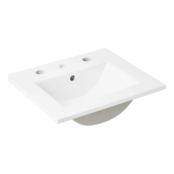 Modway Cayman Modern 18" Bathroom Sink in White With Rectangular Basin