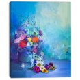 thumbnail image 2 of Little Flowers on Blue Background - Large Floral Canvas Artwork, 2 of 4