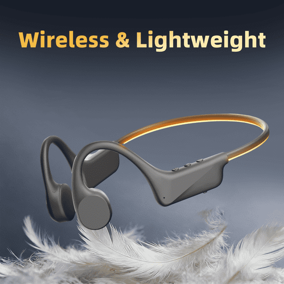 Govllfoz Open-Ear Bone Conduction Headphones with Safety Light, Wireless Sport Headset for Night Running & Cycling, 10-12H Playtime