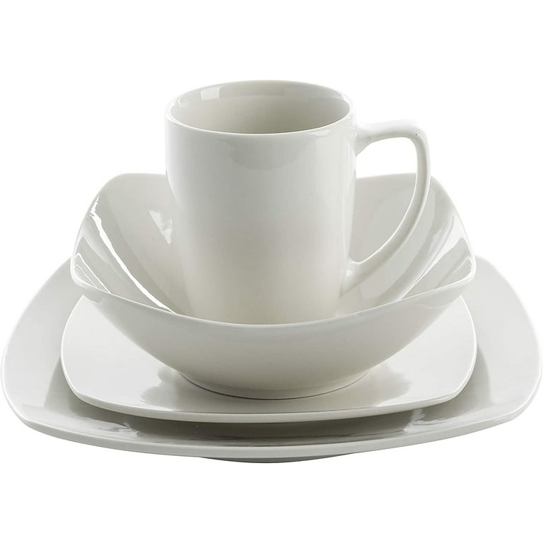 Open Box Gibson Porcelain Zen Buffet 16 Piece Square Dinnerware