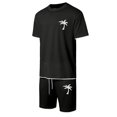 thumbnail image 3 of RUTAYY Men's Outfits Casual 2 Piece Daily Wear Letter Print Tee Shorts with Pocket Summer Daily Wear Trendy Beach Clothing Sets, 3 of 5