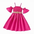 thumbnail image 1 of gdxvjhbj Robe Fille Robe Fille Été Manches à Volants en Maille Ligne A Décontractée Robe de Fête avec Poches Taille 10-11 (Rose Vif, 10-11 Ans), 1 of 4