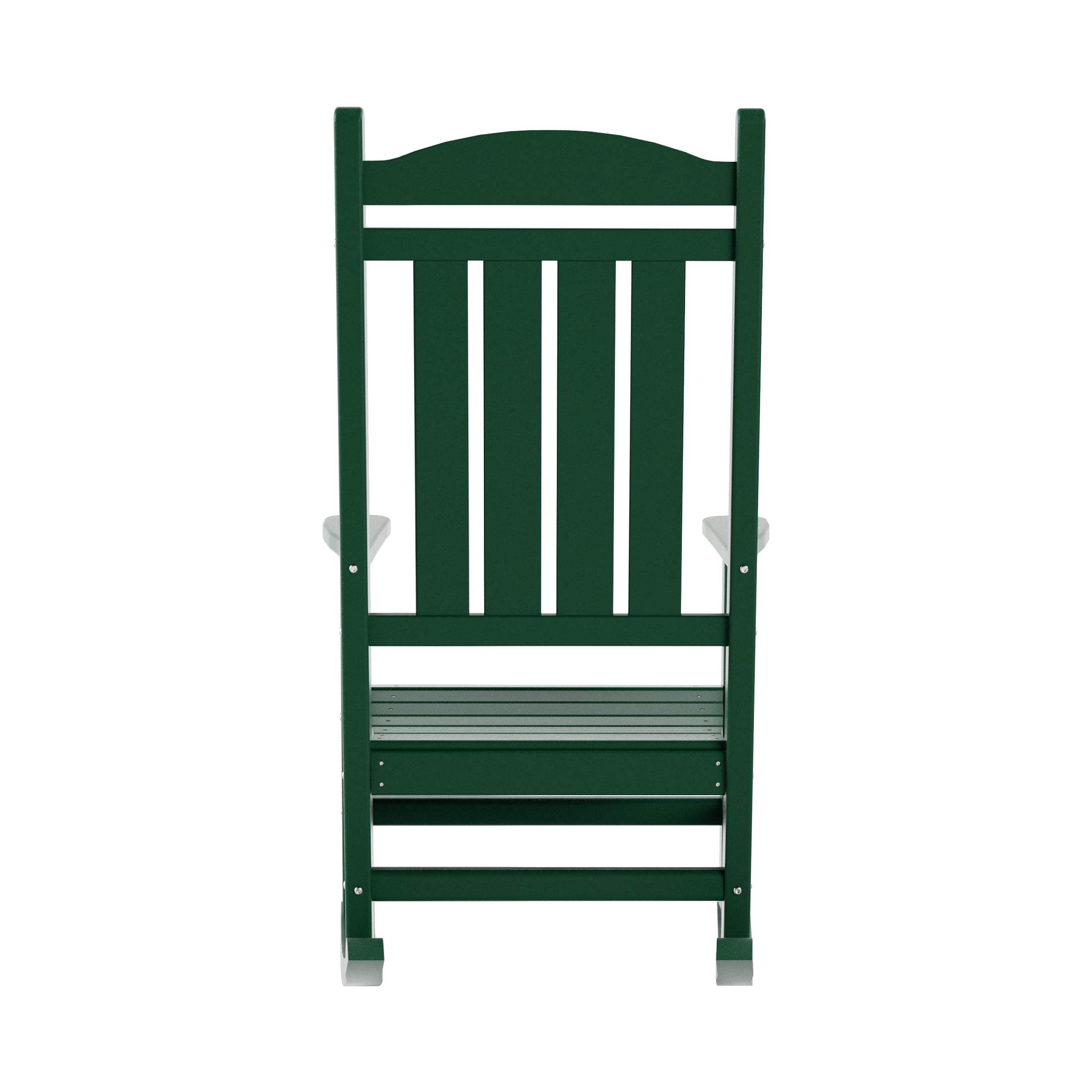 GARDEN Set of 2 Classic Plastic Adirondack Porch Rocking Chairs, Dark Green