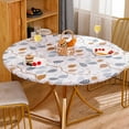 thumbnail image 5 of Round Vinyl Fitted Tablecloth with Flannel Backing Elastic Edge Design Table Cover Waterproof Oil-Proof Plastic Table Cloth Stain-Resistant Wipeable for 45"-52" Round, 5 of 5