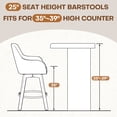 thumbnail image 6 of WOOW DEPOT 25" Swivel Bar Stools Large Seat Set of 1, Upholstered PU Leather w/ High-Back & Arm & Rubberwood Legs, Modern Island Counter Barstools Kitchen Pub Chair, 6 of 12