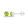 thumbnail image 4 of Decadence 925 Sterling Silver 4mm Round 3 Prong Martini Set Natural Green Peridot August Birthstone Screwback Stud Earrings, 4 of 7