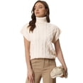thumbnail image 1 of Chaleco de Cuello Alto para Mujer Chaleco sin Mangas Jersey de Punto de Color Sólido Suéter Informal Albaricoque S, 1 of 6