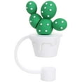 thumbnail image 1 of Silicone Straw Plug Drinking Dust Cap Cute Splash Proof Straw Tips Reusable Cartoon Plugs Cover Cup Accessories (Cactus 6）, 1 of 8