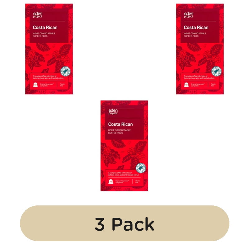 Eden Project Home compostable Nespresso capsules - Costa Rica, 10 pods per pack, British Import (Pack of 3)
