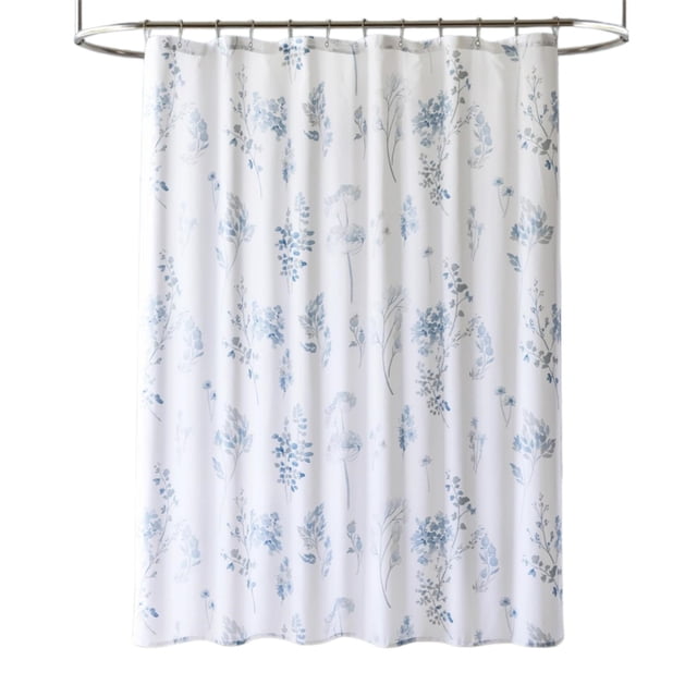 Tong Rideau de Douche Bleu Pâle et Blanc, Rideau de Séparation en Tissu Polyester, Motif, Rideau de Douche pour Salle de Bain 7272 Po