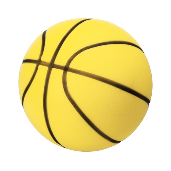 Uxcell Silent Basketball 9.5" No Noise High-Density Foam Dribbling Indoor Basketball with Net Bag forIndoor Sport Yellow