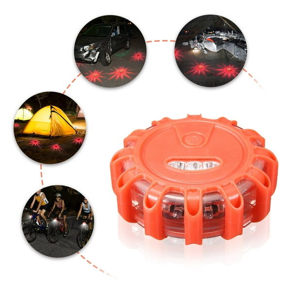 3PCS LED Road Flares Emergency Light Kit Flashing Roadside Safety Discs for Car Truck Boat RV