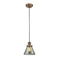 thumbnail image 1 of Innovations Lighting 201C-BB-G43 One Light Large Cone Cord Pendant-8 Inches Wide by 10 Inches High   Brushed Brass Finish with Smoked Glass, 1 of 6