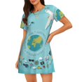 thumbnail image 1 of Fotbe Travelling on Airplane Bata de Dormir para Mujer con Estampado, Camisón de Algodón de Manga Corta, Ropa de Dormir Casual, 1 of 6