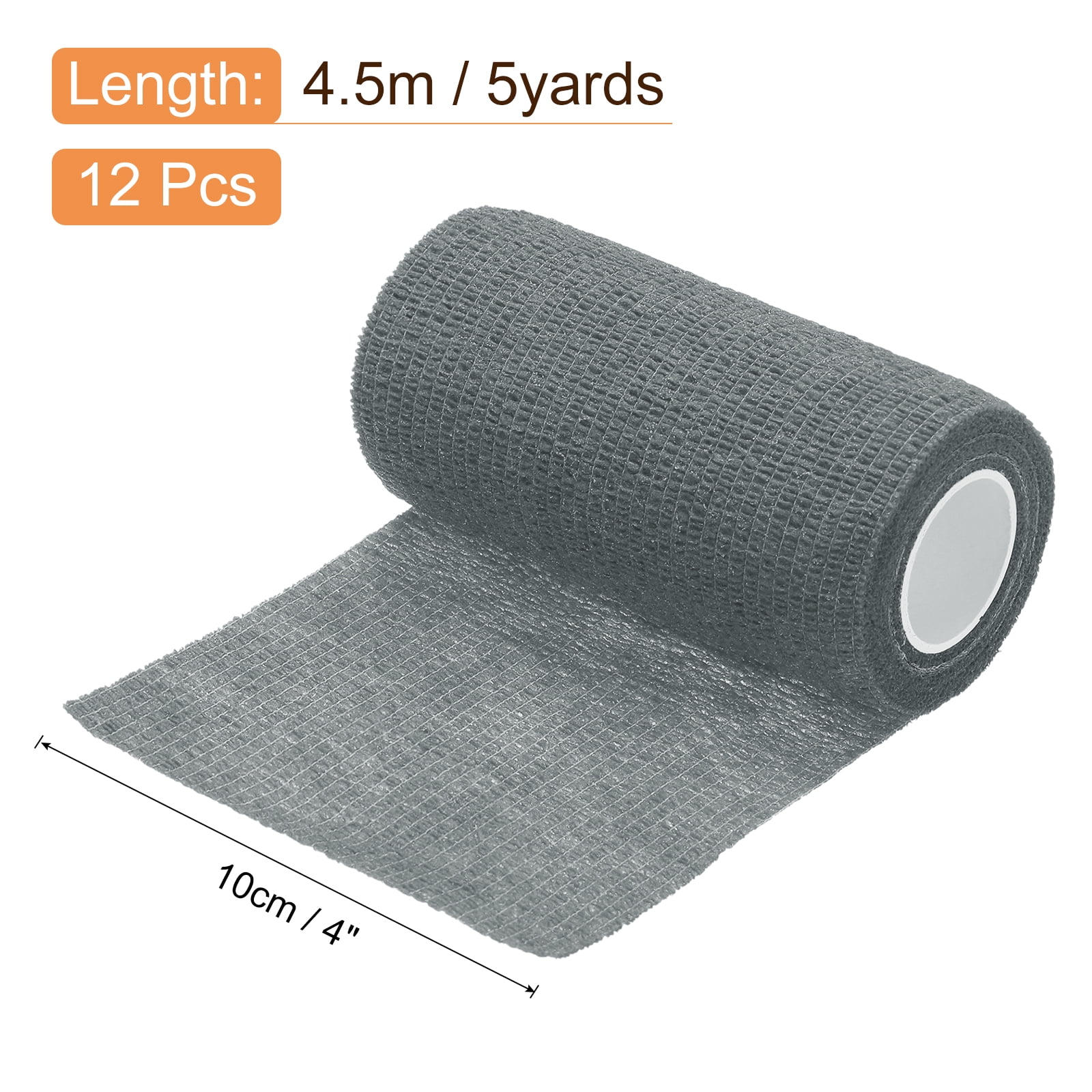 12 Pack Elastic Cohesive Bandage Wrap 4 Inch x 5 Yards Breathable Self Adhesive Athletic Tape Roll Gray