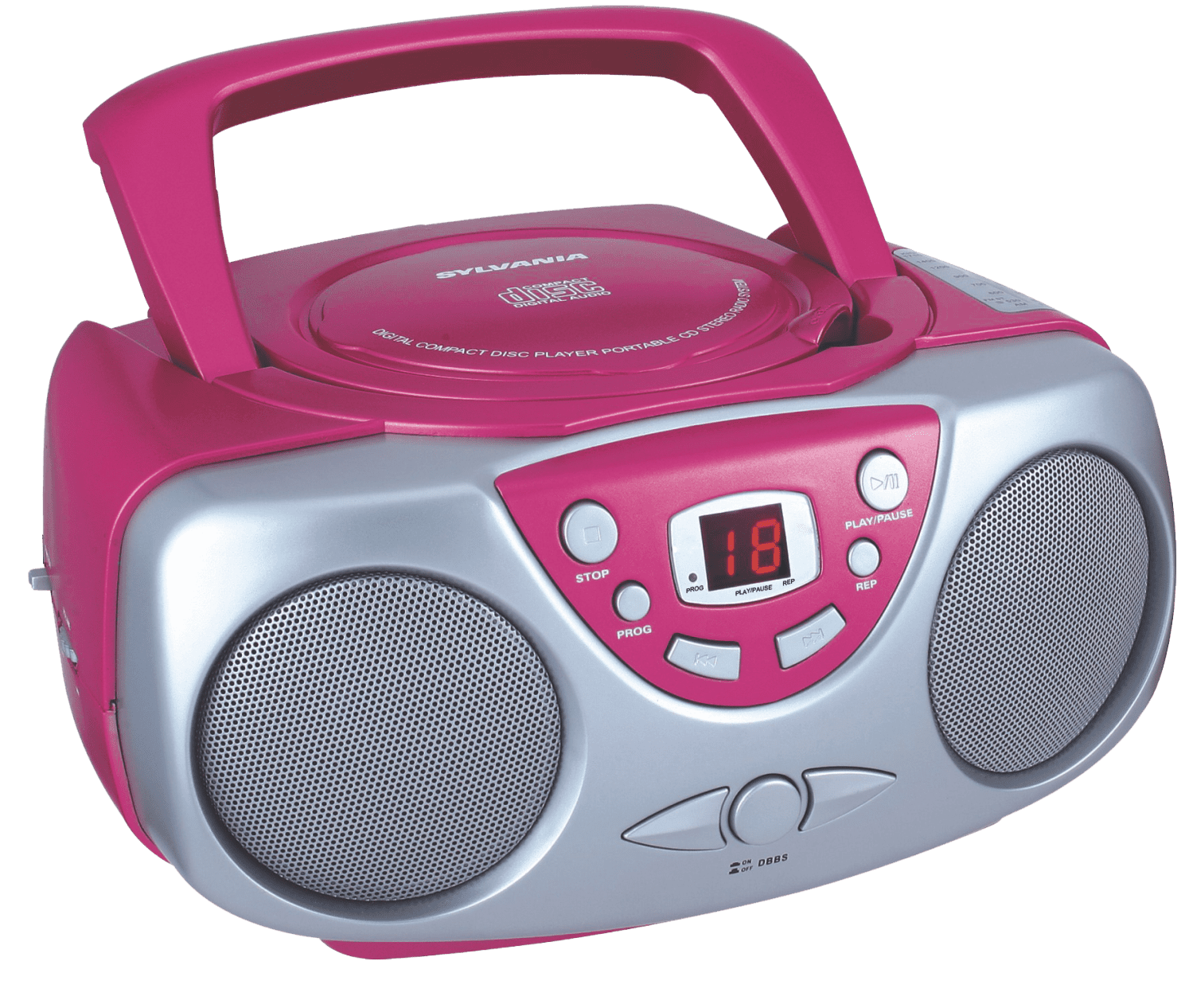 Sylvania SRCD243M Portable CD Boom Box with AM/FM Radio - Pink ...