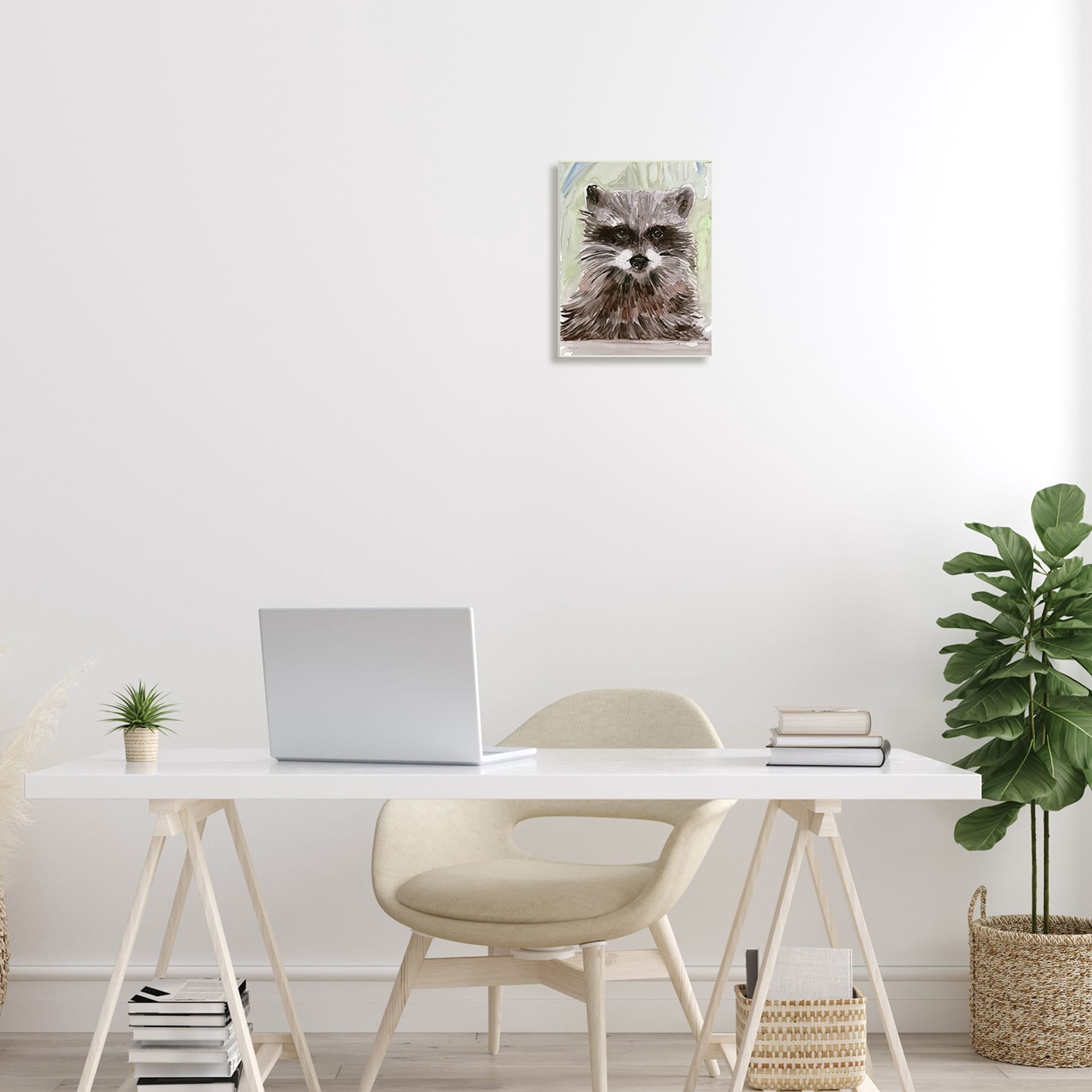 Stupell Industries Wild Raccoon Peeking Layered Painterly Brushstrokes Wood Wall Art, 13 x 19, Design by Stellar Design Studio