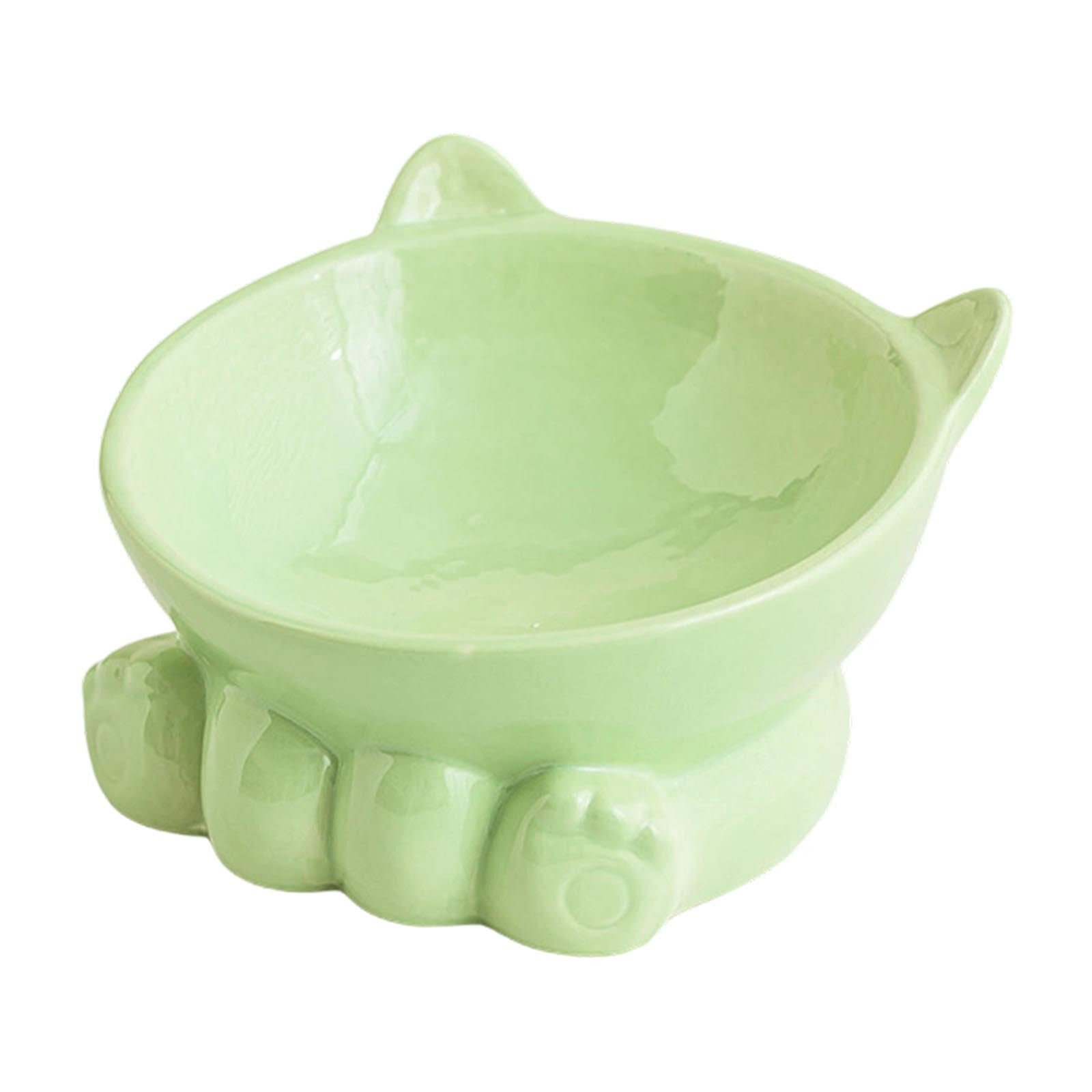 Cute Anti-Choke Cat Bowl with Cervical Spine Protection, Non-Spill and Non-Tip Design, Prevents Black Chin, Ceramic Material