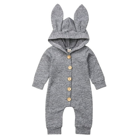 

Gupgi Newborn Baby Girl Boy Long Ears Hooded Rompers Long Sleeve Jumpsuit