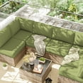 thumbnail image 6 of Pakunoda 14 Pieces Outdoor Replacement Cushions, 5” High-Density Foam Sectional Cushions Couch, 6 Seat Patio Conversation Sets for Rattan Wicker, Liner&Cover, Light Green, 6 of 7