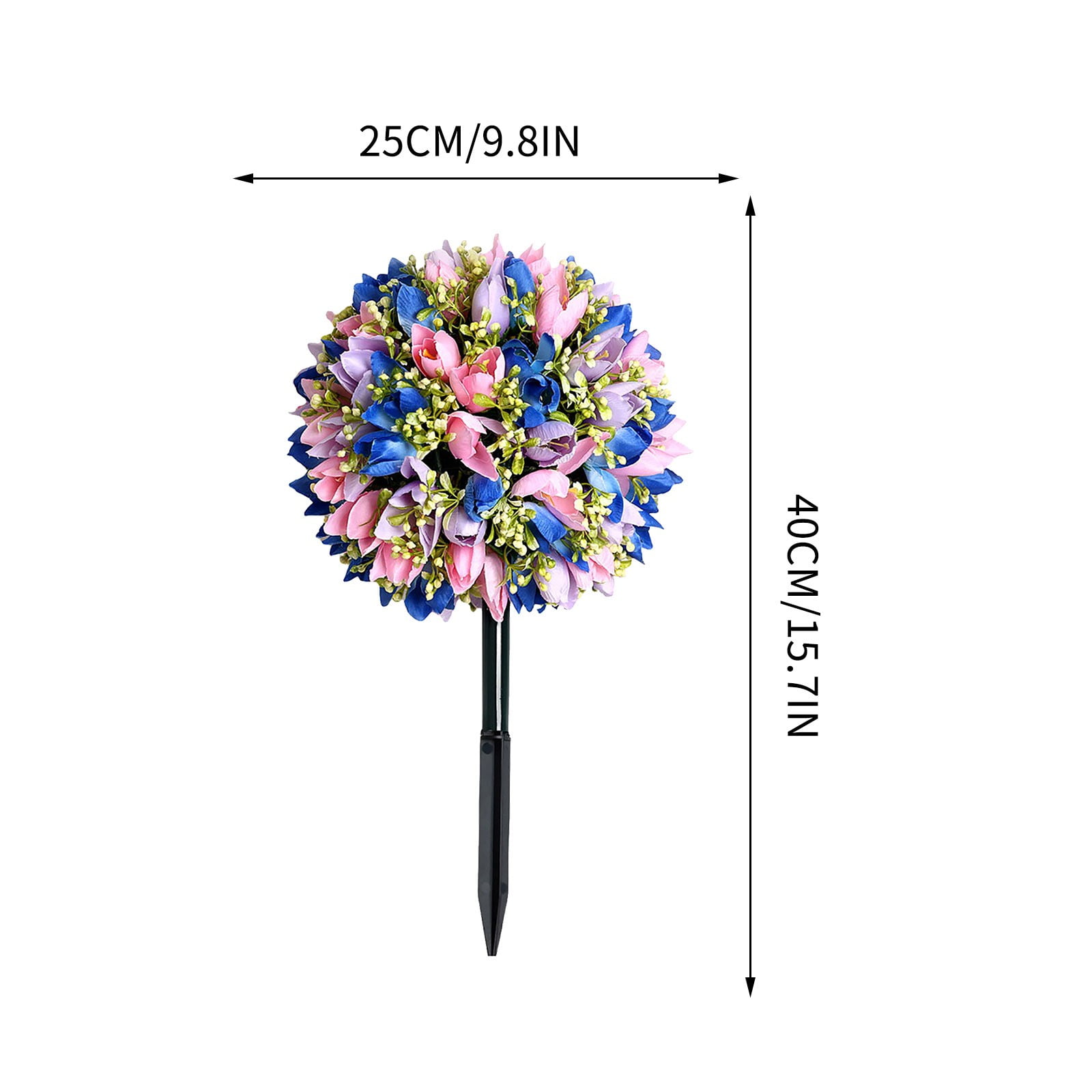 UV Resistant Artificial Cedar Topiary Ball Tree Rose 16 Inch Fake Plants with Ground Spike Shrub Potted Artificial Plant for Outdoor Indoor Front Porch Garden