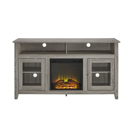 WE Furniture 58" Wood Highboy Media Fireplace TV Stand Console