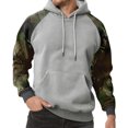 thumbnail image 2 of Men’s Pullover Hoodie with Camouflage Print Sleeves Adjustable Drawstring Hood and Front Kangaroo Pocket Casual Style Light Gray 3XL, 2 of 5