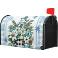 thumbnail image 6 of Winter Poinsettia Snowman Mailbox Covers Magnetic Standard Size 25.5" X 21",Mason Jar Flowers Snowflake Blue Grid Mailbox Wraps Post Letter Box Cover for Christmas Holiday Garden Yard Decor, 6 of 6