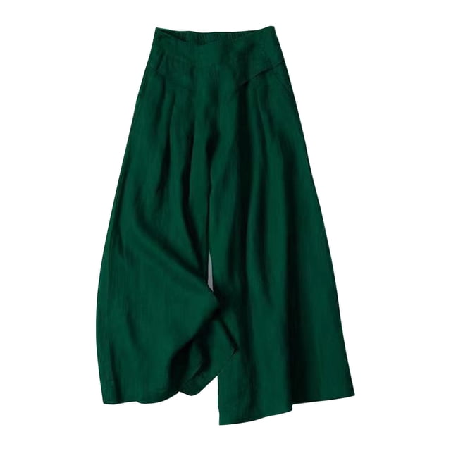 Pantalones holgados de algodón y lino para mujer - Cintura elástica, informales con bolsillos, para todas las estaciones, tallas M-XXXL, tejido transpirable