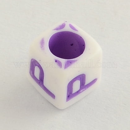 Opaque Acrylic Beads Horizontal Hole Cube with Letter Mixed Color 6x6x6mm Hole: 3.5mm about 3300pcs/500g