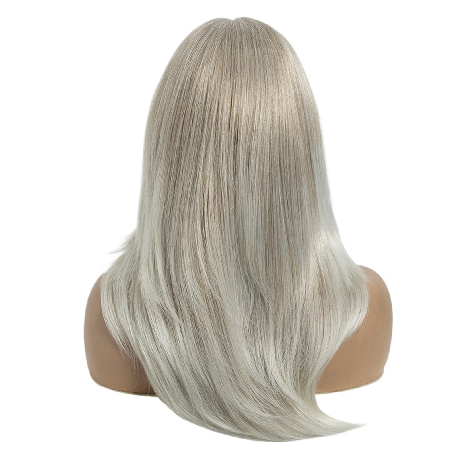 14 Inch Synthetic Lace Front Wigs Straight Bangs Ombre Blonde Wig for Women