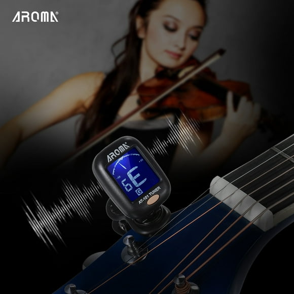 AROMA AT-101 Portable Mini Clip-on Digital Tuner with Foldable Rotating Clip High Sensitivity for Chromatic